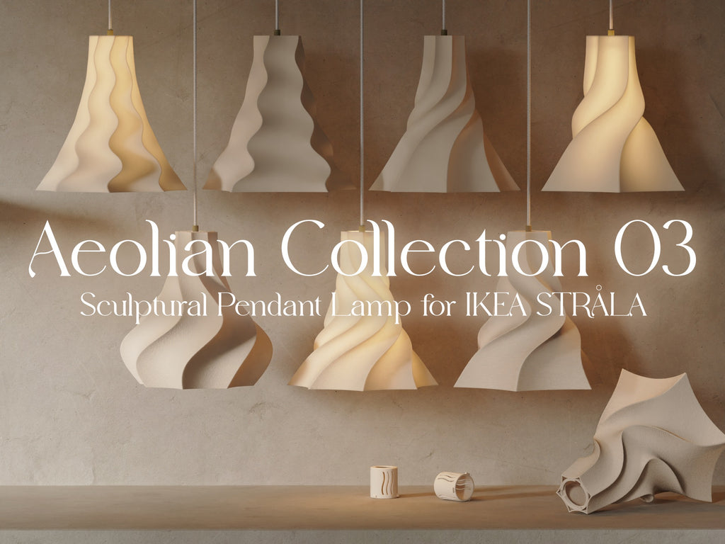 Aeolian 03 collection — original designer cover showing all seven sculptural lampshade designs