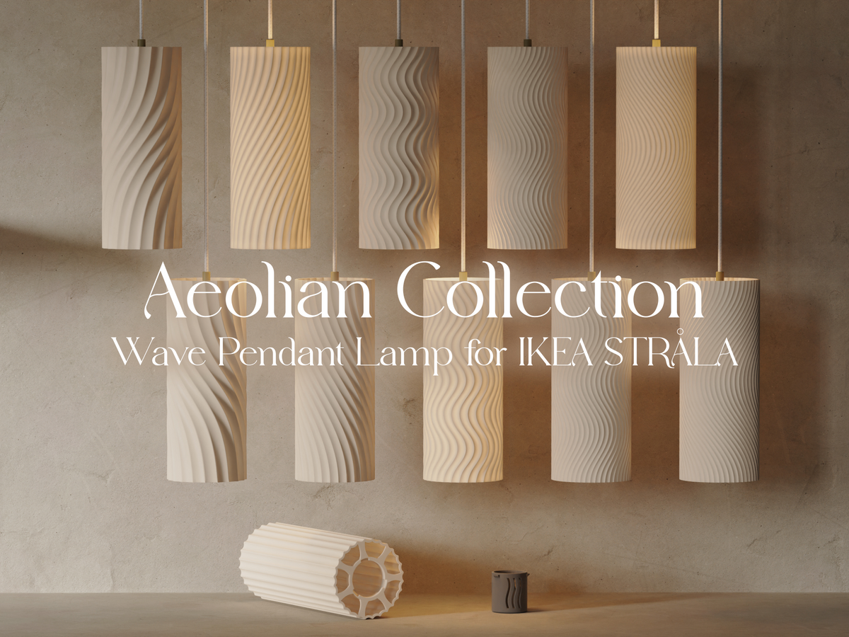 Aeolian Wave lampshades — designer reference; shade and printed adapter only, electrical hardware not included Main image