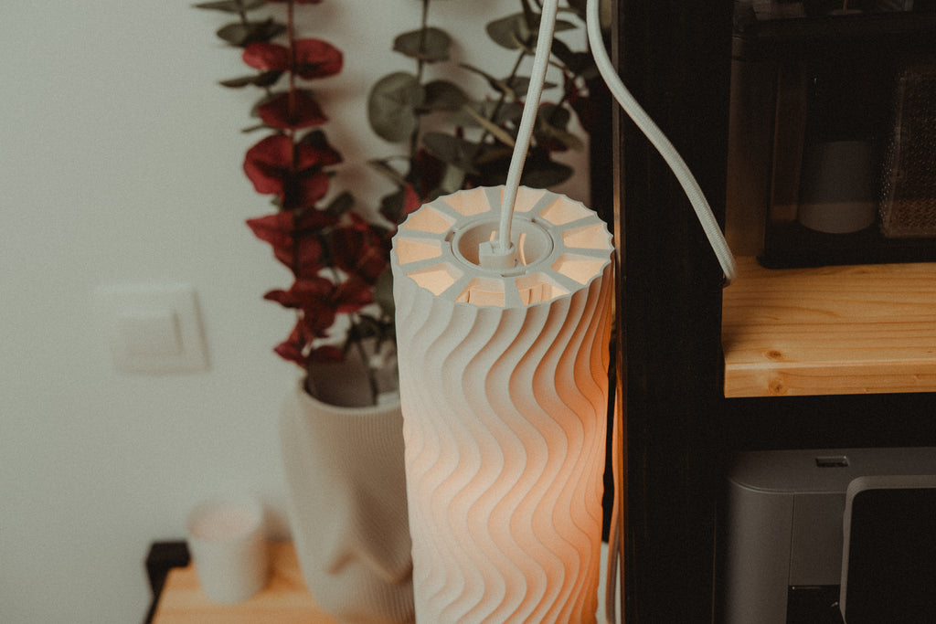 Aeolian Wave lampshades — designer reference; shade and printed adapter only, electrical hardware not included