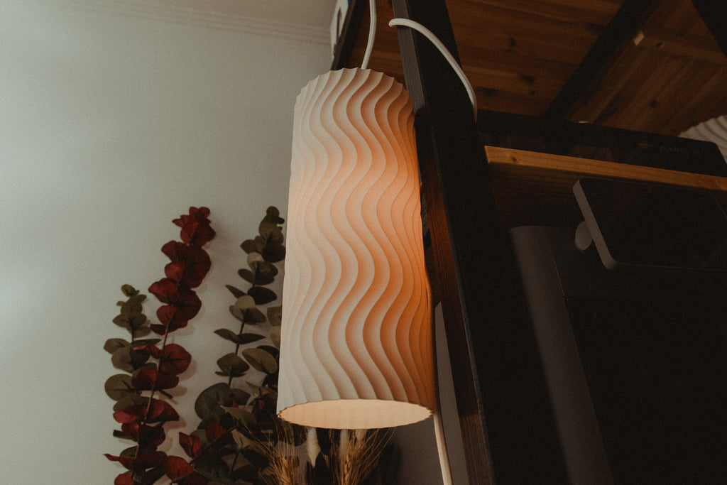 Aeolian Wave lampshades — designer reference; shade and printed adapter only, electrical hardware not included
