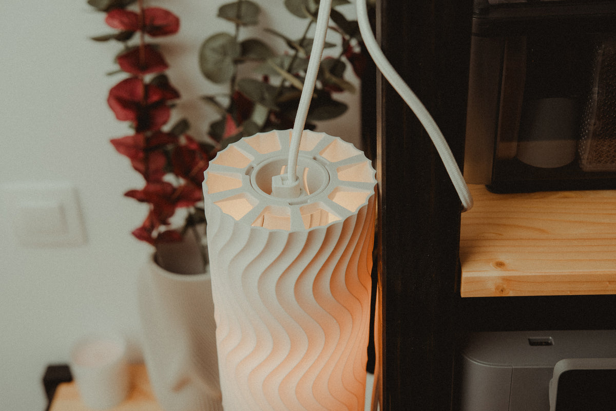 Aeolian Wave lampshades — designer reference; shade and printed adapter only, electrical hardware not included