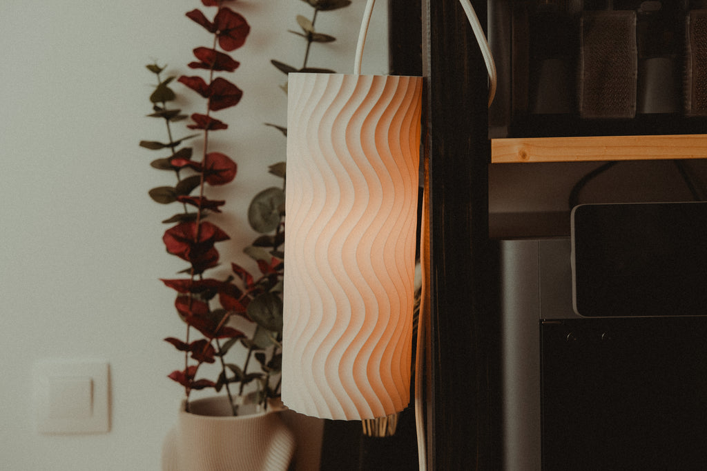 Aeolian Wave lampshades — designer reference; shade and printed adapter only, electrical hardware not included