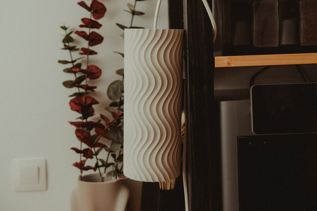 Aeolian Wave lampshades — designer reference; shade and printed adapter only, electrical hardware not included