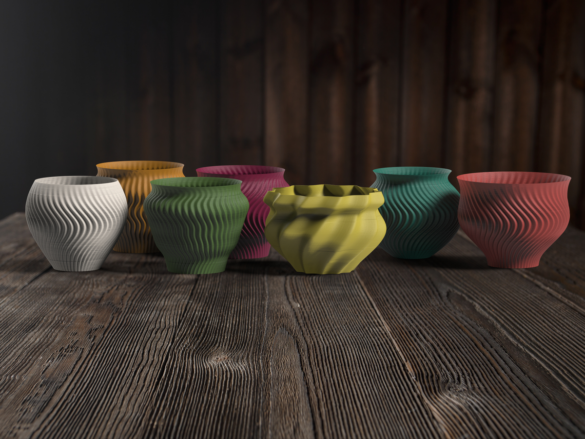 Elegant Planters — seven original Ikigaiform patterns, printed in your chosen PLA colour Main image