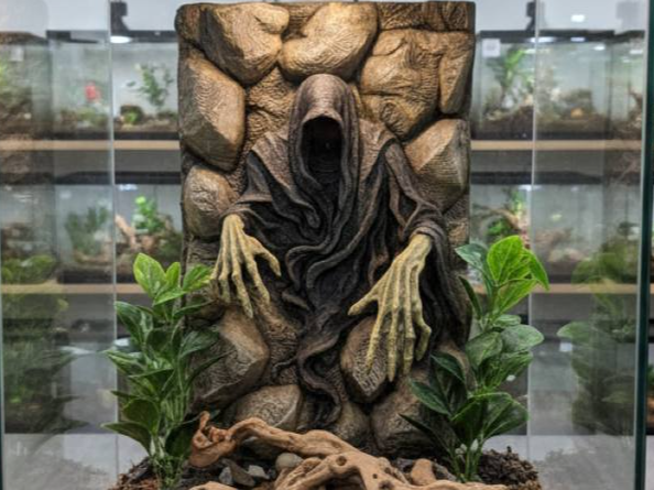 Ghost hooded figure terrarium background — designer photo 1