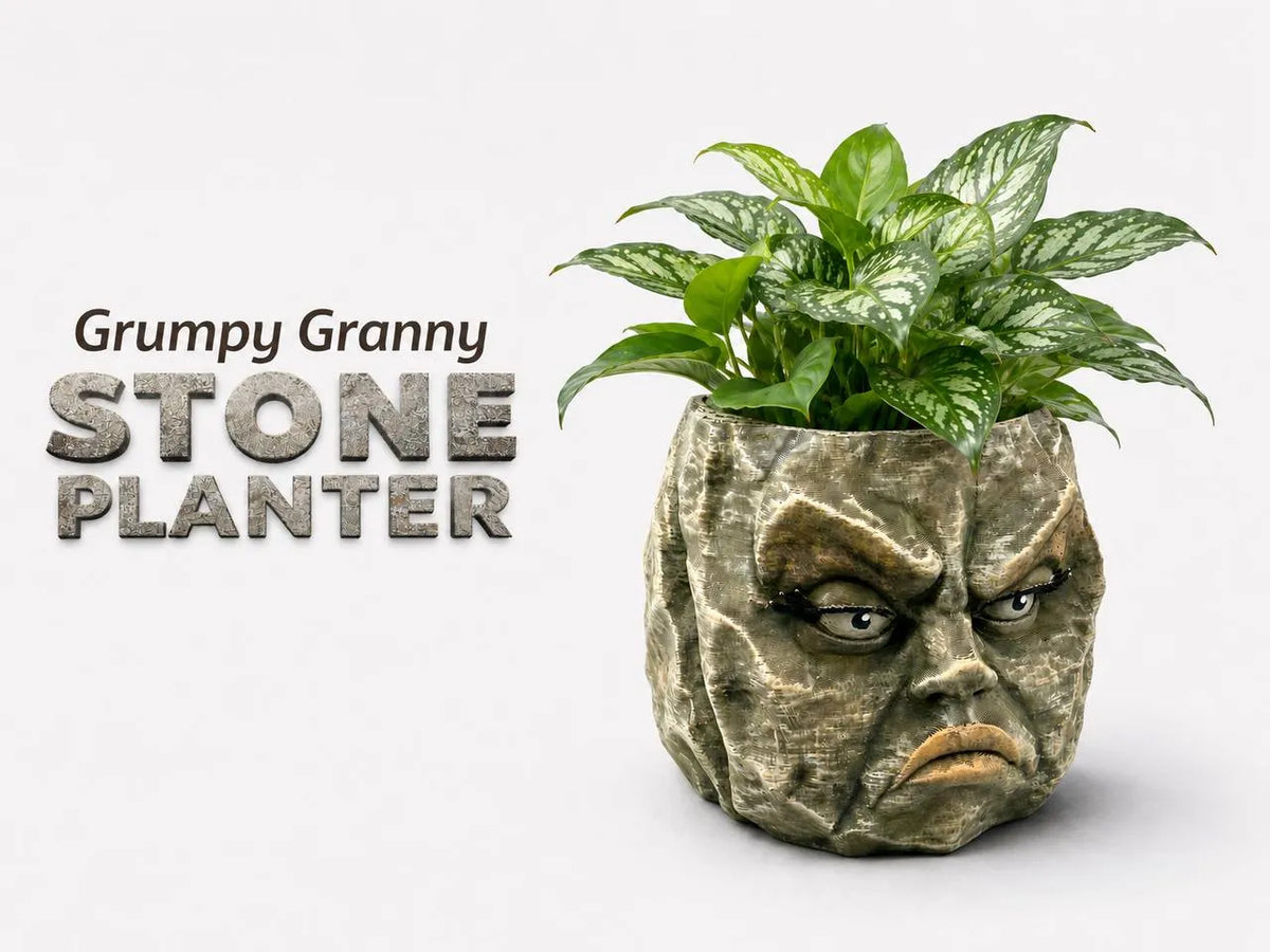Grumpy Granny Stone Planter — licensed product photo; supplied unpainted in your chosen PETG colour