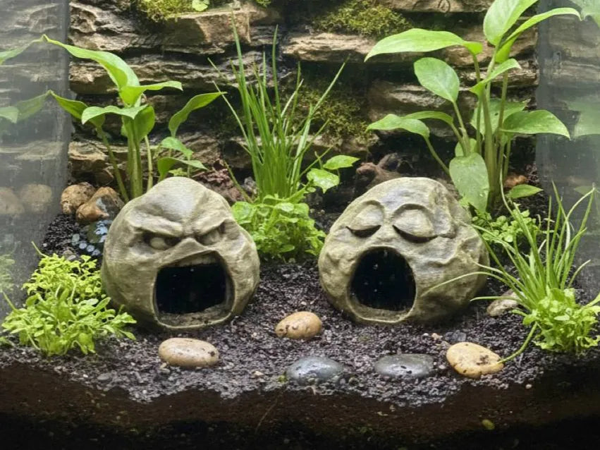 Grumpy Stone Caves — licensed designer photograph; set of two, supplied unpainted