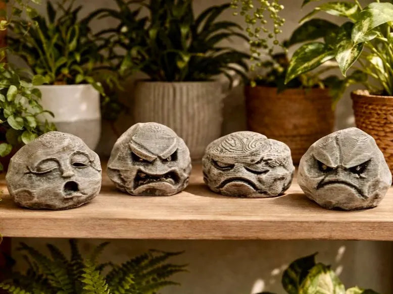 Grumpy Stones — original MakerWorld cover showing all four characters Main image