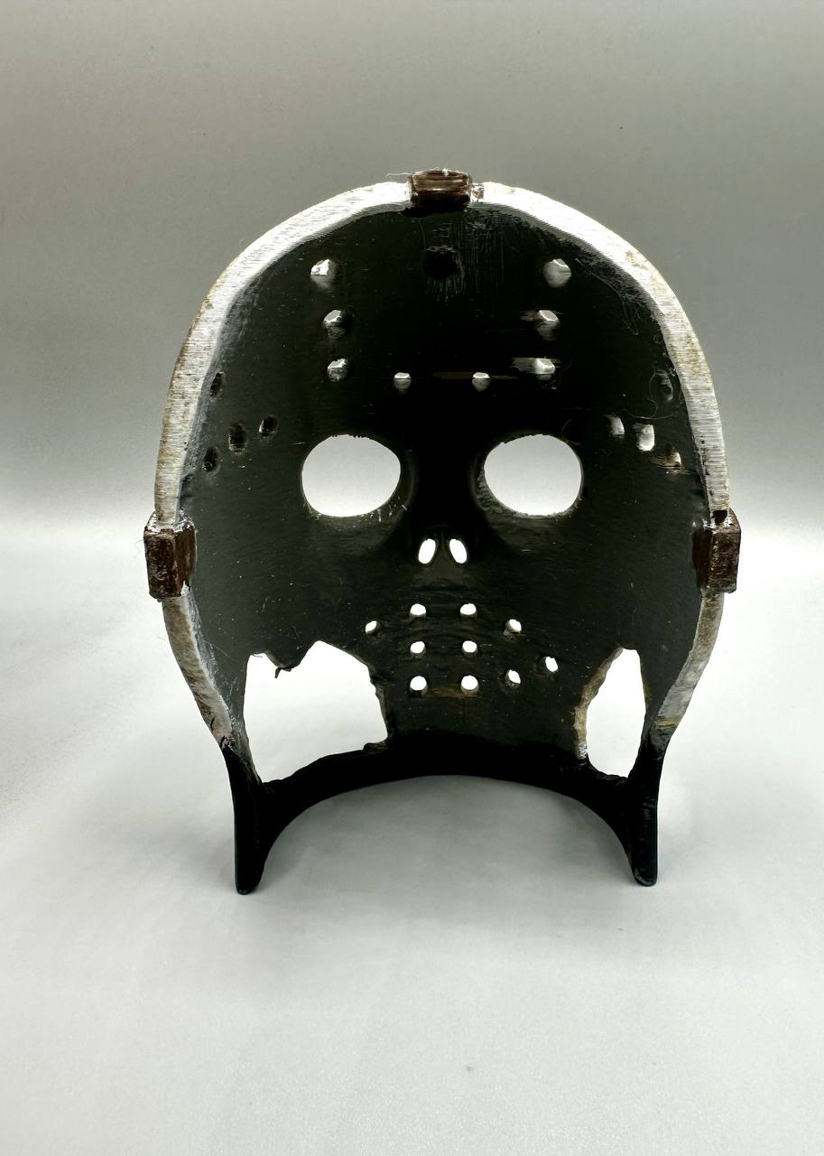 Hockey Mask Hideout — original designer photo 4; painted example, product ships unpainted