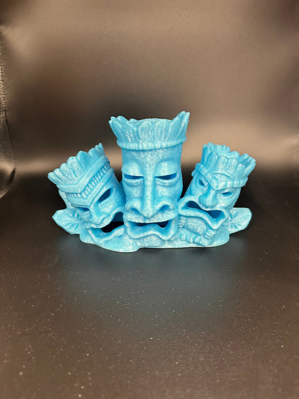 Tiki Team Hideout II glowing blue in the dark, alternate view