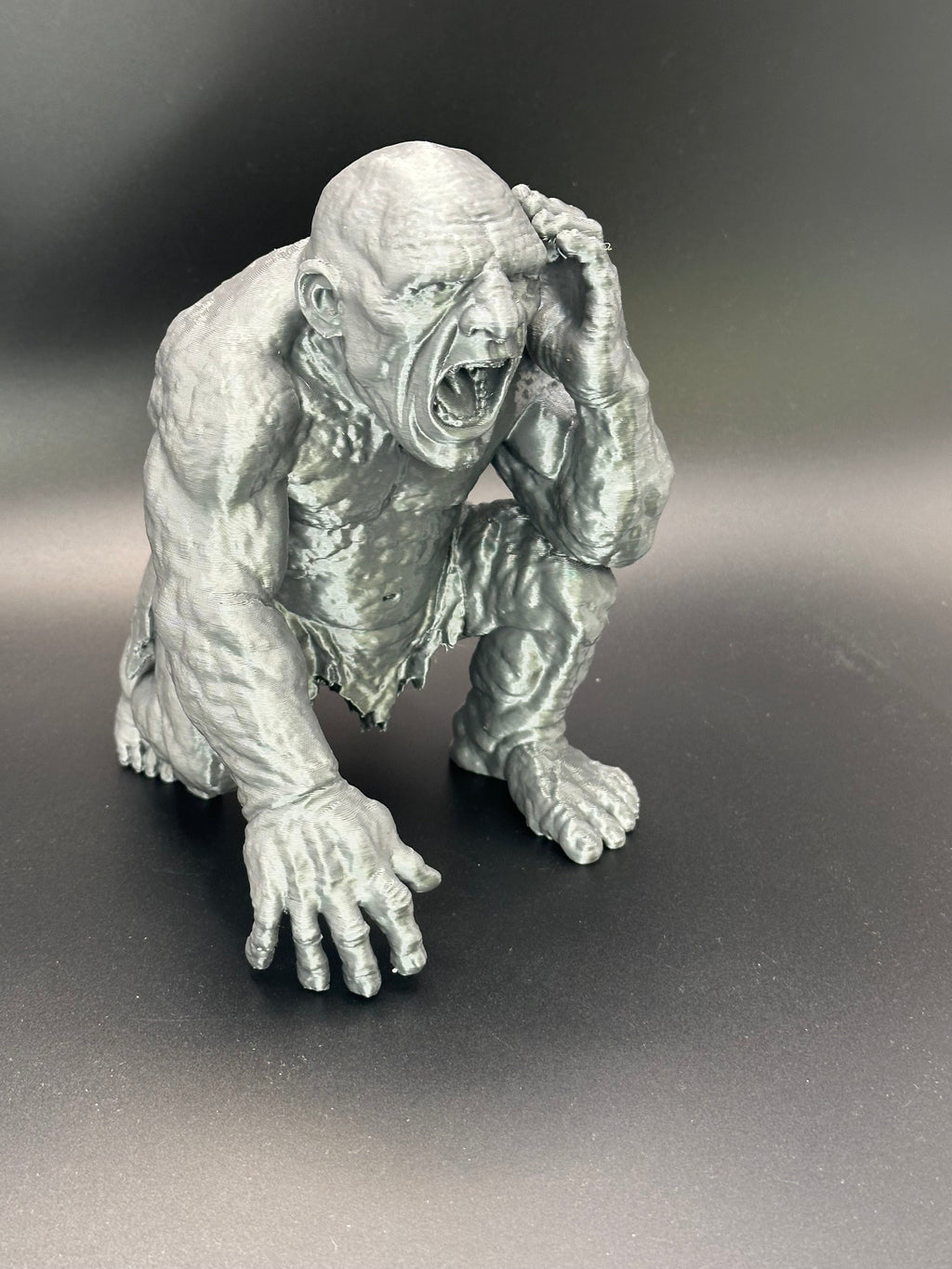 Petrified Troll, 3D printed crouching troll figure for terrariums and vivariums