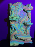 Maori-Inspired 3D Background photographed under coloured lighting
