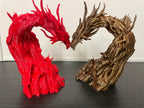 Driftwood Dragon printed in red beside one printed in a driftwood colour