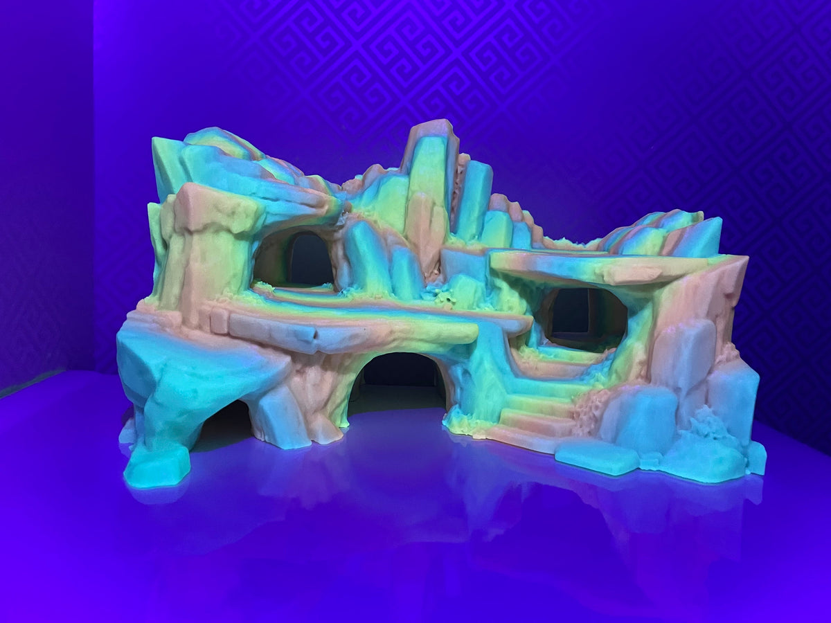 Stone Step Hideaway under coloured lighting, alternate view