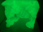 Stone Step Hideaway photographed in a dark room, the print glowing green