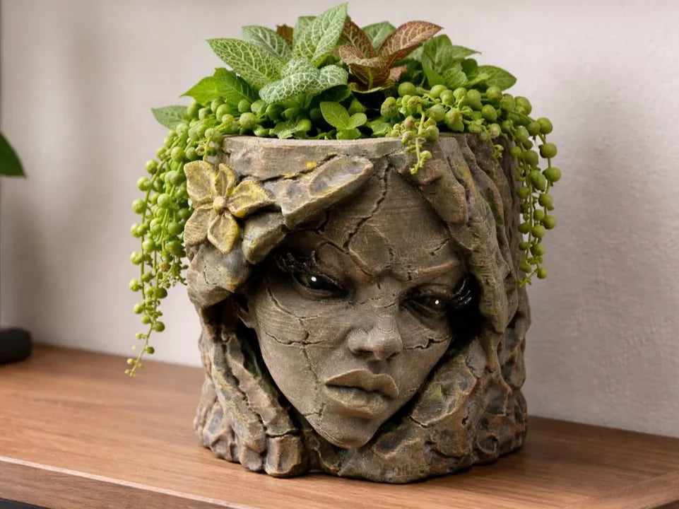 Lady Stone Planter — licensed original photograph; supplied unpainted in your chosen PETG colour, plants not included