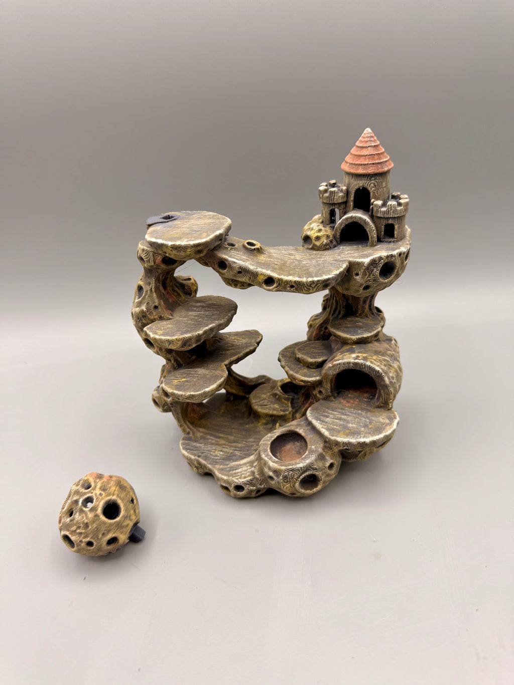 Moon Castle with removable comet displayed separately; painted example.