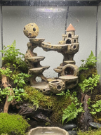 Moon Castle painted display example in a planted terrarium; plants and enclosure not included.