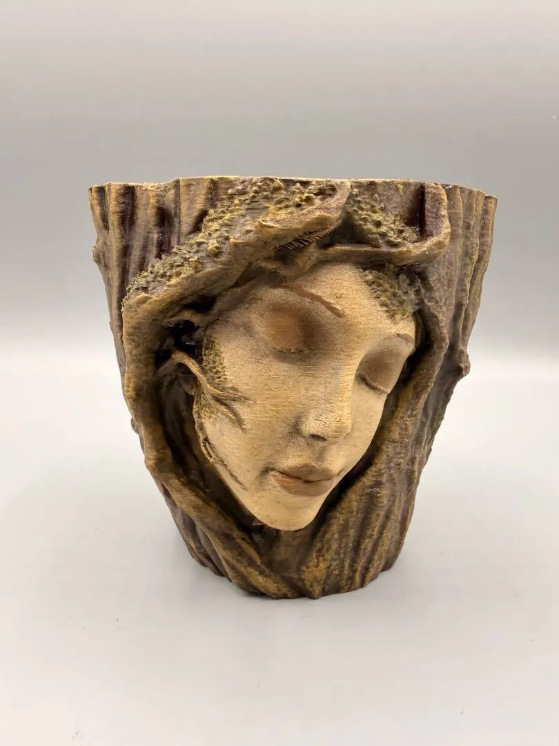 Lilly Nature Spirit Planter | Woodland Face & Bark Pot Secondary image