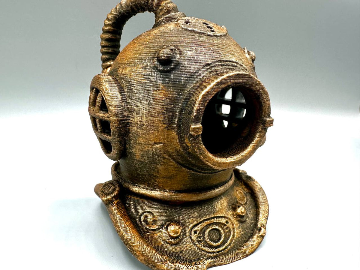 Old Diving Helmet — original designer photo 6; product ships unpainted