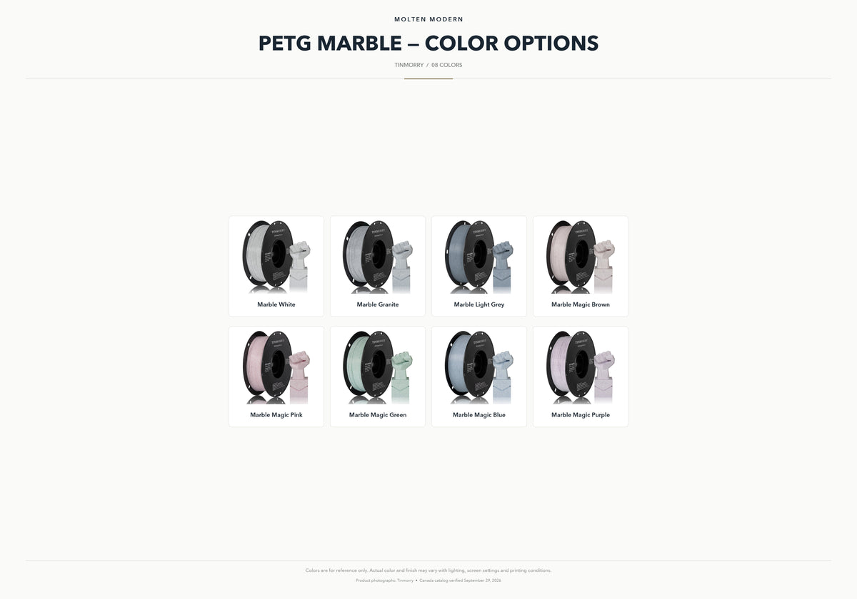 PETG finish and colour options