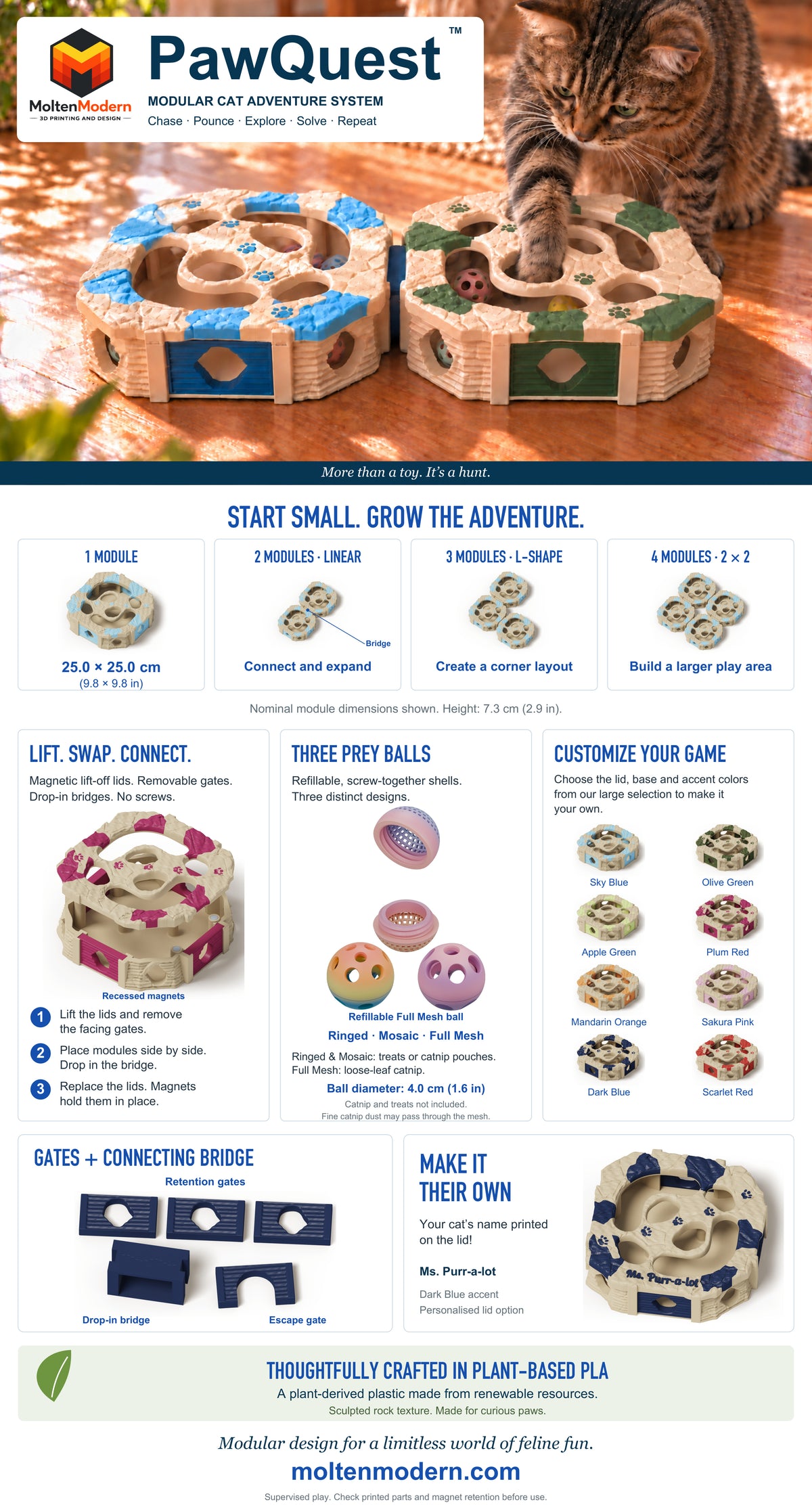 PawQuest™ Modular Cat Adventure System — Custom Colours & Your Cat’s Name