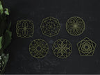 All six Sacred Geometry coasters in the original Ikigaiform MakerWorld group photograph