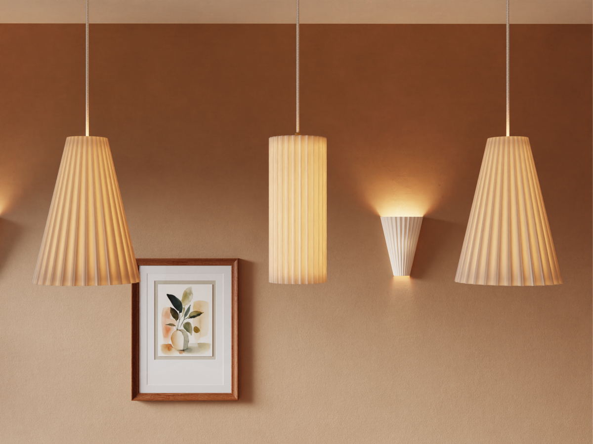 Scandi fluted shades — selected style and printed mounting parts only; electrical fittings and other shades not included