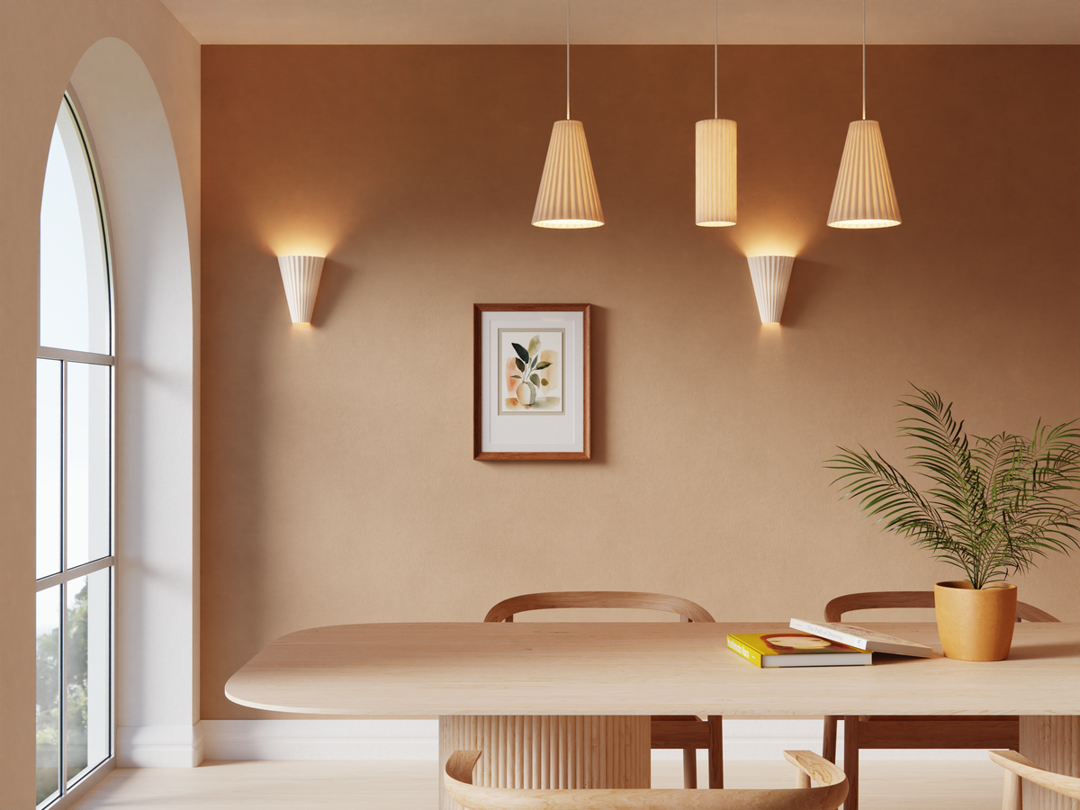 Scandi fluted shades — selected style and printed mounting parts only; electrical fittings and other shades not included