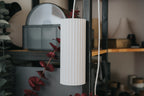 Scandi fluted cylinder shade and printed adapter; electrical hardware excluded