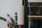 Scandi fluted cylinder shade and printed adapter; electrical hardware excluded