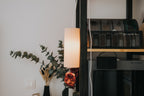 Scandi fluted cylinder shade and printed adapter; electrical hardware excluded