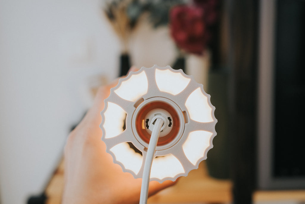 Scandi fluted cylinder shade and printed adapter; electrical hardware excluded