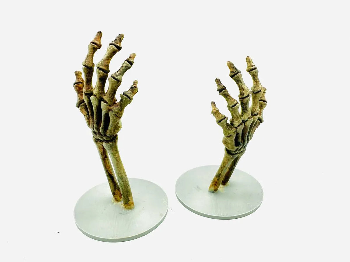 Skeleton Hands — complete pair with both bases