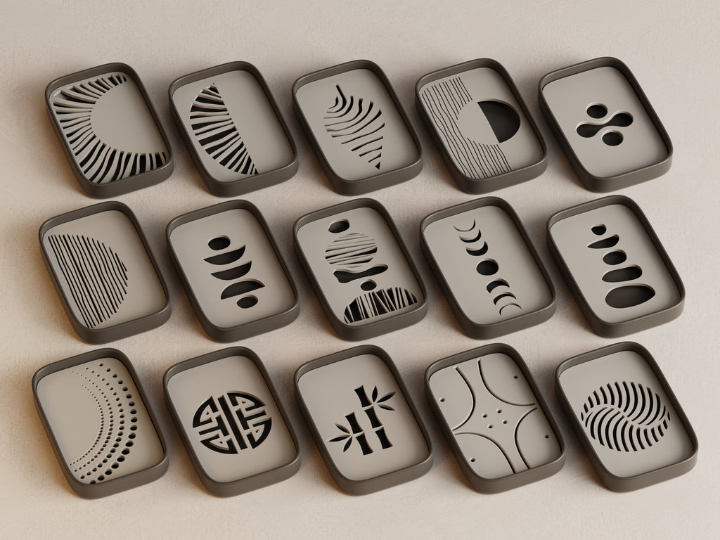 Soap Dish Collection 3 — PLA outer dish and removable patterned insert; separate colour choices