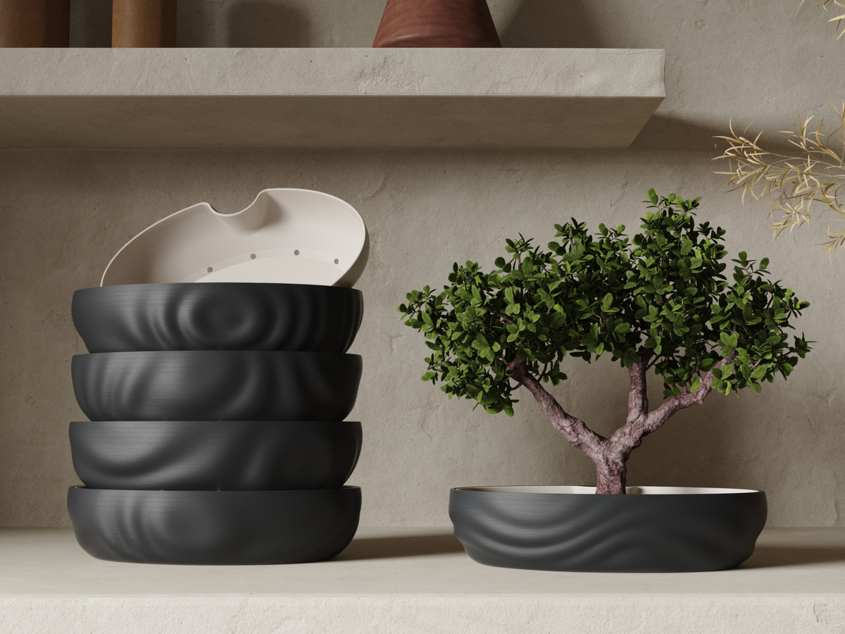 Stillwater bonsai planter collection — choose one pattern, PLA pot with PETG self-watering insert Main image