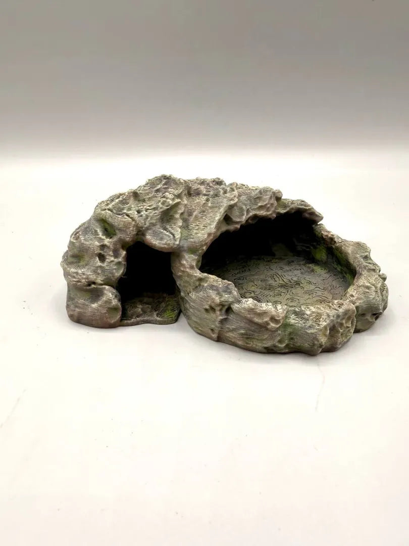 Stone Cave with Integrated Bowl — licensed designer photo; supplied unpainted in your selected PETG colour