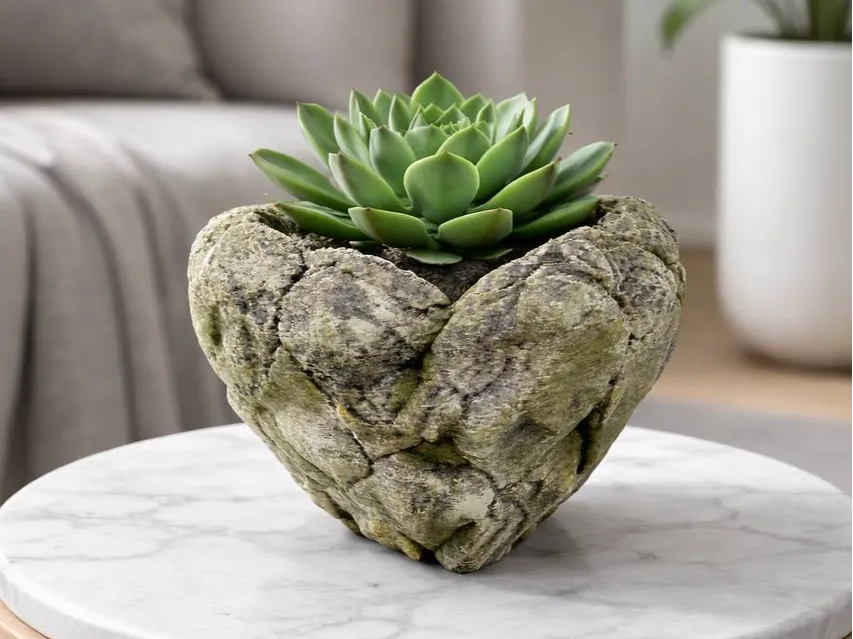 Stone Heart Planter — licensed original product photo; supplied unpainted in your chosen PETG colour