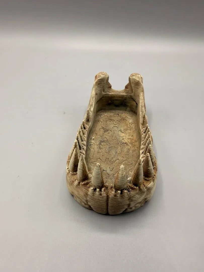 T-Rex Bowl — licensed designer photo of the fossil-jaw dish; supplied unpainted