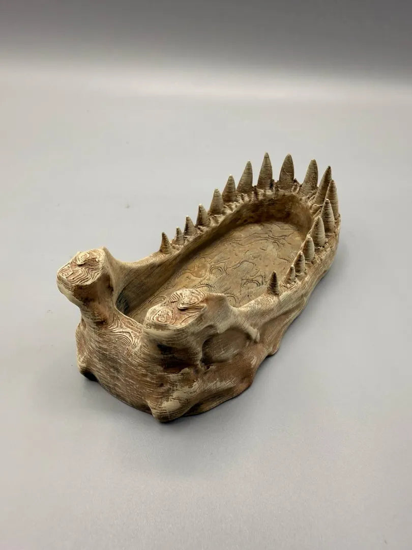 T-Rex Bowl — licensed designer photo of the fossil-jaw dish; supplied unpainted