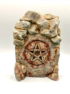 Witch pentagram stone background — designer view 2; supplied unpainted