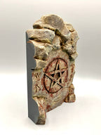 Witch pentagram stone background — designer view 3; supplied unpainted
