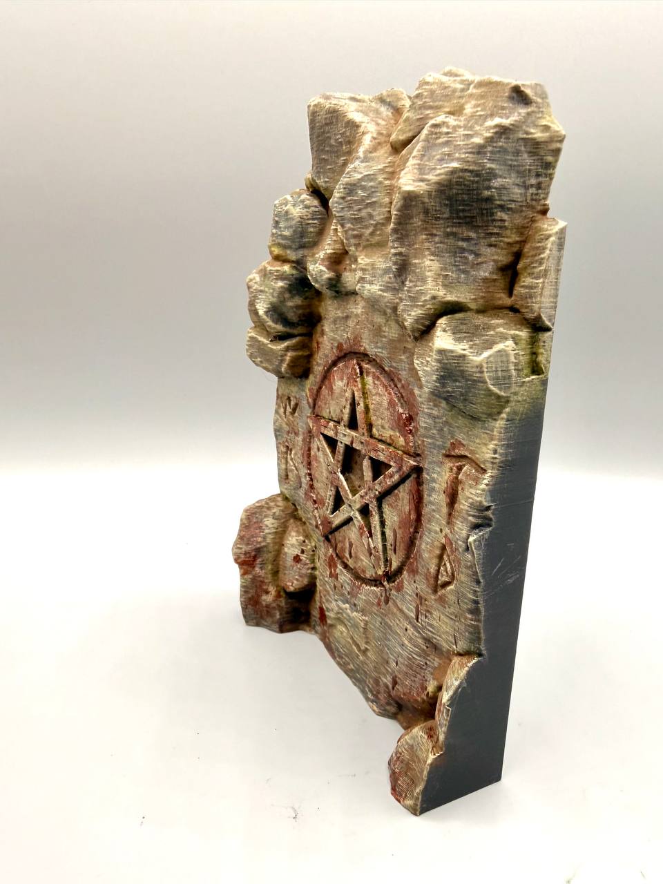 Witch pentagram stone background — designer view 4; supplied unpainted