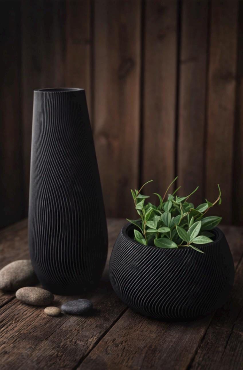 ZenFlow Sculptural Vase, 3D printed in PLA, view 6 of 9