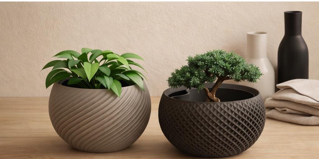 Sfera Self-Watering Planter, Collection 1, 3D printed in PLA