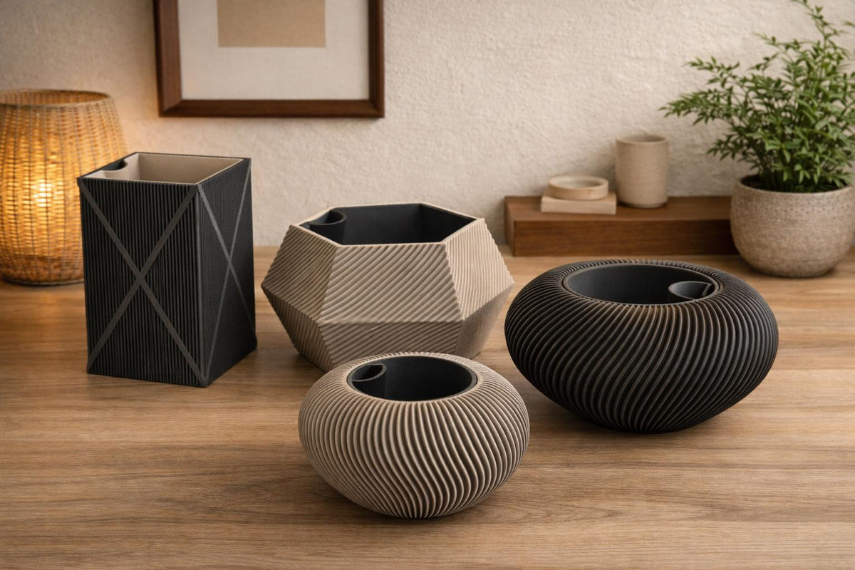 Geometric Self-Watering Planter Set, 3D printed in PLA Main image