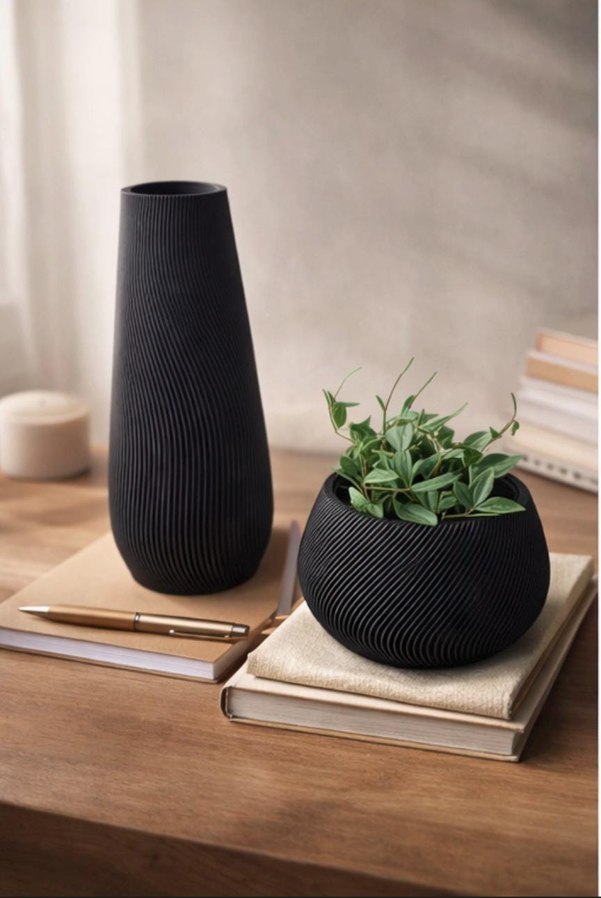 ZenFlow Sculptural Vase, 3D printed in PLA, view 5 of 9