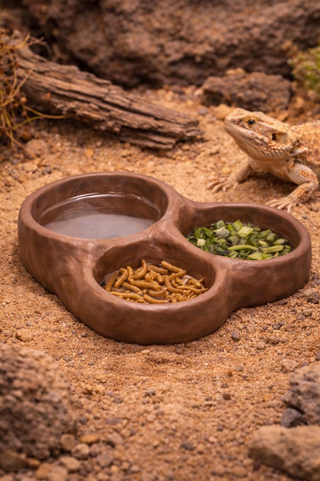 Rock Triple Feeder Bowl, 3D printed in PETG, view 2 of 7