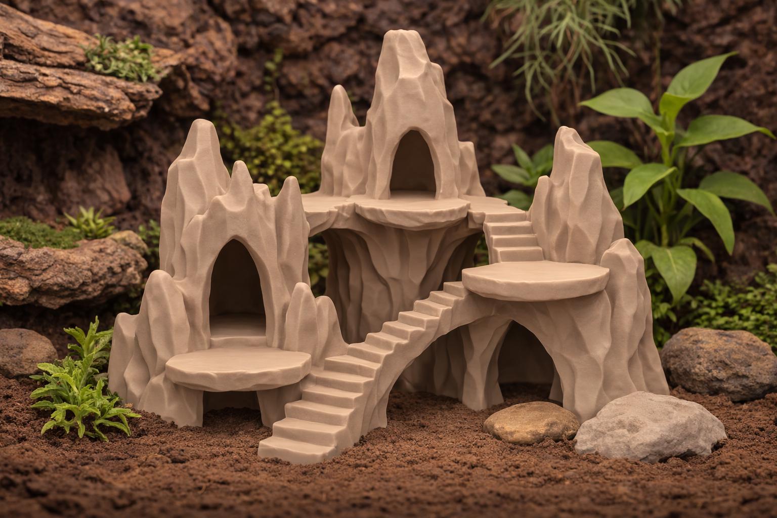 Craggy Mountain Rock Fortress Hide | Aquarium, Vivarium and Terrarium Decor Secondary image