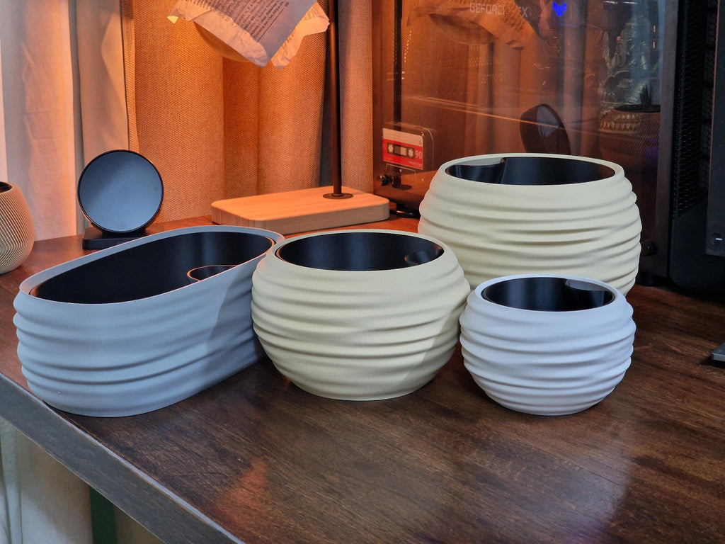 Modern Wave Self-Watering Planter, 3D printed in PLA, view 4 of 10